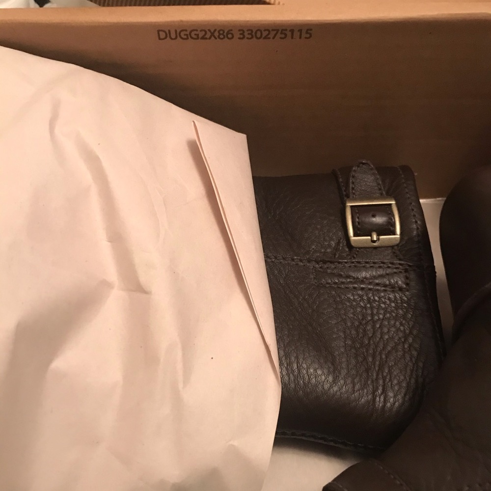 Big Kid’s Ugg Boots, deep brown leather K Rockville 1971 chocolate size 6 zipper - Picture 12 of 15